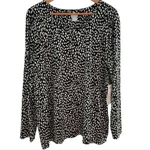 Chico's Black White Women's Pull-Over Top Chico's Size 3 (US XLarge) Long Sleeve
